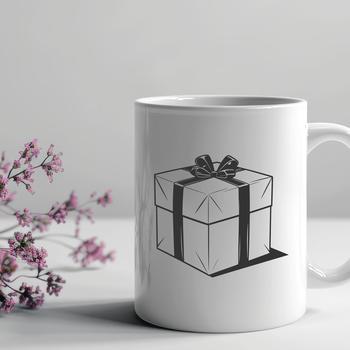 A simple vector graphic illustration of a decorative gift box.