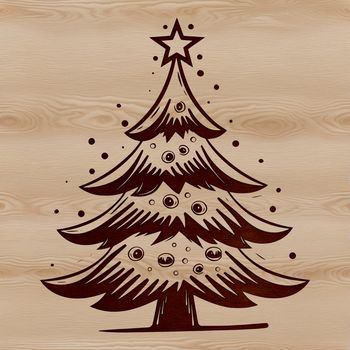 A vector graphic representation of a festive holiday tree in Christmas style.