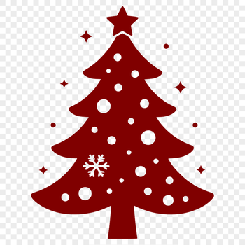 SVG image of a stylized Christmas tree with festive decorations.