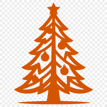 An SVG illustration of a classic winter tree decorated with traditional Xmas decorations.