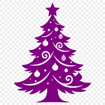 A traditional Christmas tree design featuring evergreen branches and ornaments in a vector format.