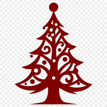 A digital vector illustration of a Christmas tree with ornaments and lights.