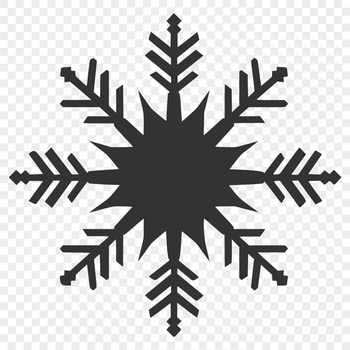 A delicate, symmetrical snowflake designed as a vector graphic.