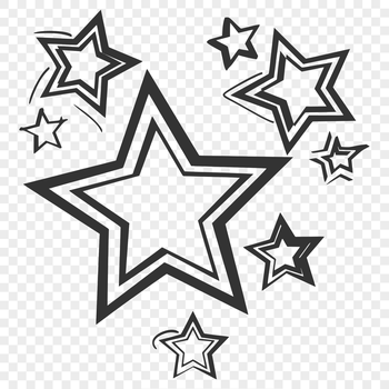 A star-shaped design made up of five pointed tips and five connected lines, suitable for various digital and craft projects.