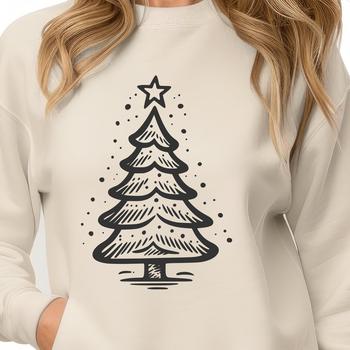 A festive evergreen tree decorated with ornaments and lights, ideal for vector design projects.