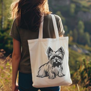 A detailed digital drawing of a Yorkshire terrier in profile, suitable for design projects.