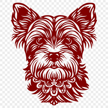 Illustration of a small breed dog, the Yorkshire Terrier, with intricate details.