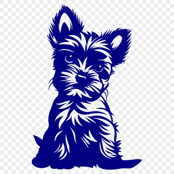 An SVG vector image featuring a Yorkshire Terrier in a seated position.