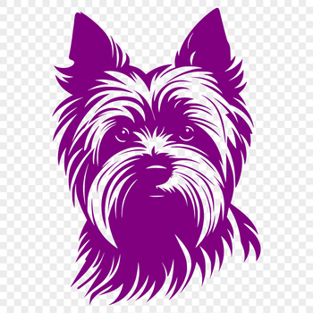 A detailed illustration of a Yorkshire Terrier's head, designed as vector art for various applications.