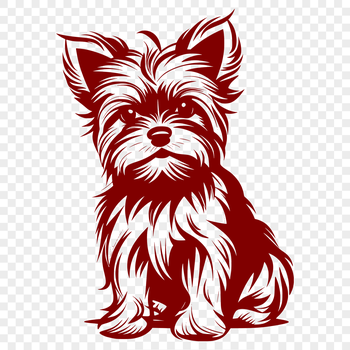 Close-up illustration of a sitting Yorkshire Terrier dog in vector format for digital use.