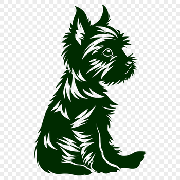 A sitting full-body illustration of a Yorkshire terrier dog breed.