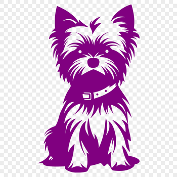 A full-body illustration of a sitting Yorkshire Terrier dog breed in vector format.