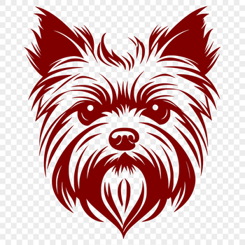 A vector illustration of a small breed dog with a distinctive head shape, commonly referred to as a Yorkshire Terrier.