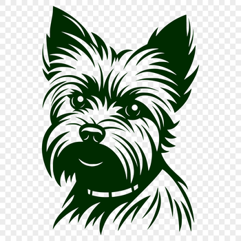 An illustration of a Yorkshire Terrier's face, suitable for use in digital design projects.