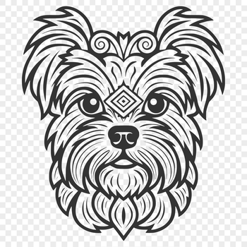 A stylized illustration of a Yorkshire Terrier's head.