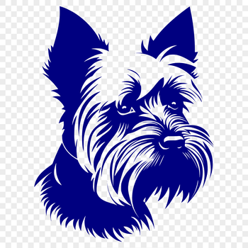Small breed dog illustration featuring a Yorkshire terrier's head, suitable for digital cutting machines.