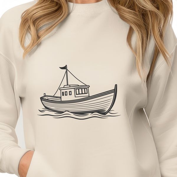 Coastal Vector Graphics A digital illustration of a boat in a vector format.