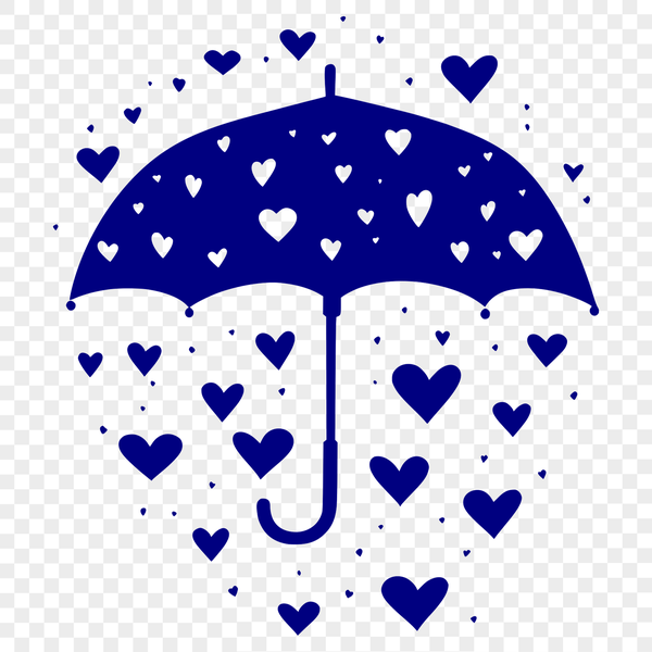 Vibrant Love Umbrella Design A colorful umbrella featuring love hearts and raindrops, designed as a digital vector graphic.
