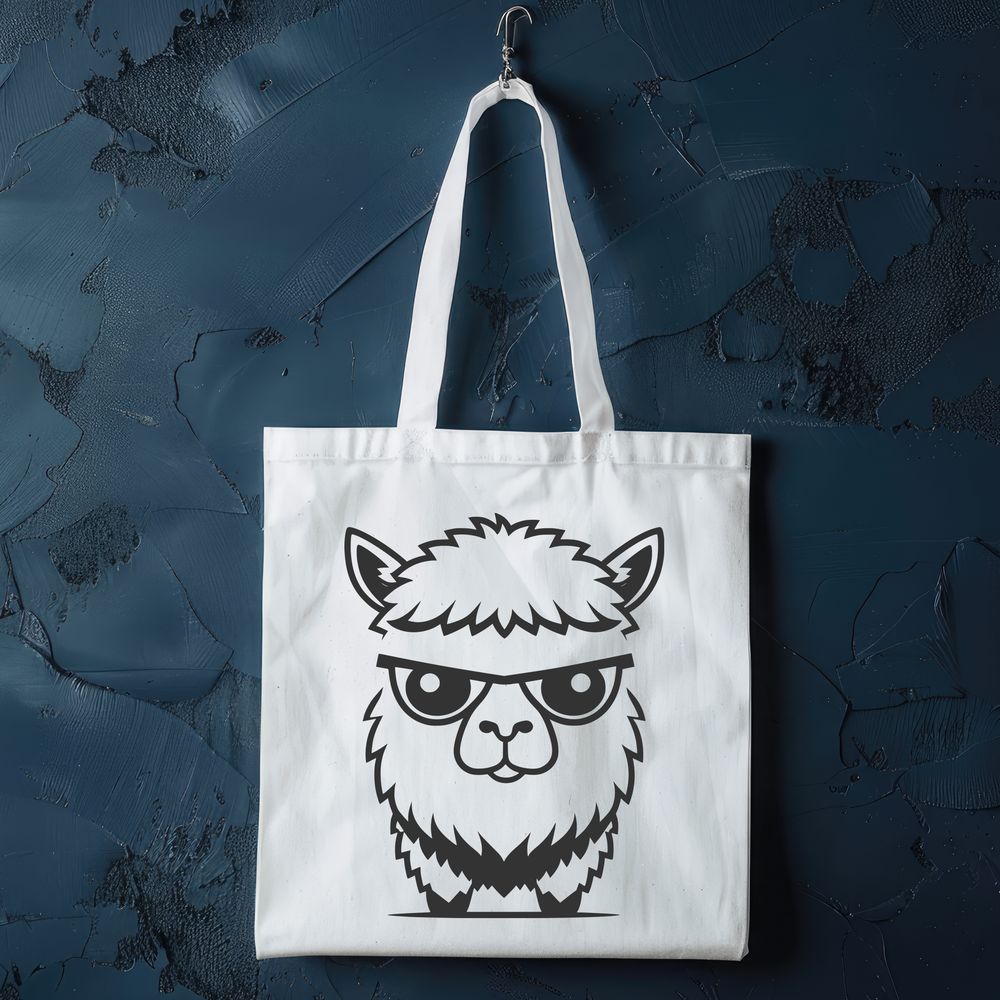 Domesticated Alpaca Portrait in Vector Format A detailed illustration of a domesticated South American camelid with soft fur and banana-shaped ears.