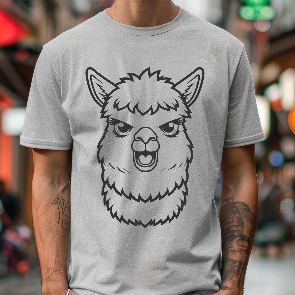 Stylized Alpaca Animal Design A stylized illustration of a South American camelid animal with long neck and legs.