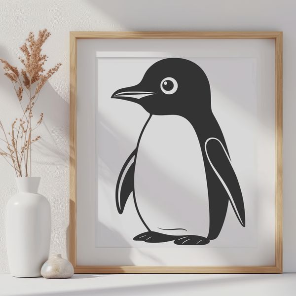 Bird on Ice SVG Design An outline vector design of a small bird perched on ice.
