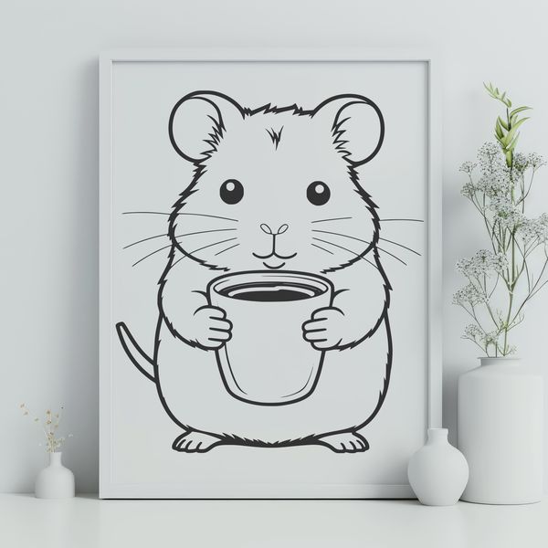 Cute Fluffy Companion Animal SVG Icon A small mammal with fluffy fur and a rounded body, suitable for digital design and crafting projects.