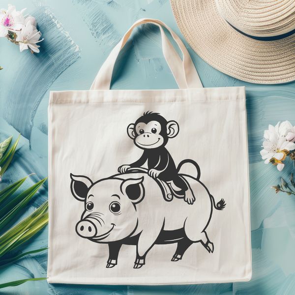 Monkey Pig Vector Graphic A cartoon monkey pig character created as a vector graphic design.
