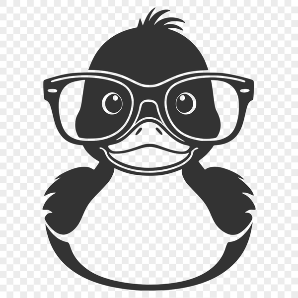 Quacky Fashionista A cartoon duck wearing glasses, designed as vector art.