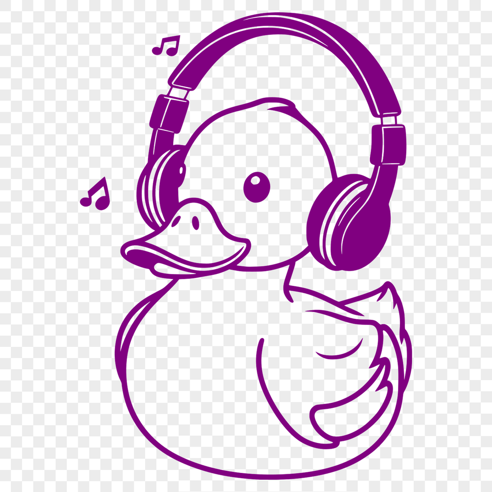 Vector Duck Illustration with Headphones A simple vector illustration of a duck with headphones on its head.