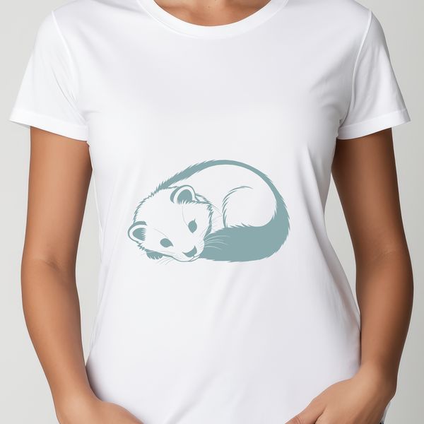Illustrative vector art of a sleeping ferret.