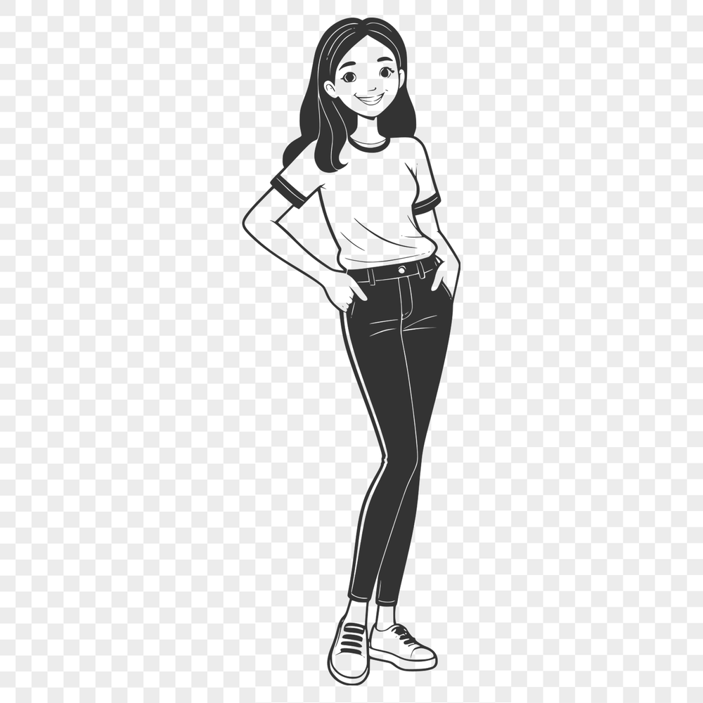 Adorable Young Girl Vector Image Download A young girl illustration created in SVG format, suitable for cutting machines and vector art projects.