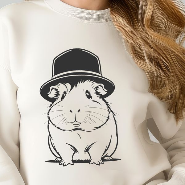 Adorable Guinea Pig in a Fancy Hat Illustrated design of a guinea pig wearing a hat, suitable for personal or commercial use as vector art.