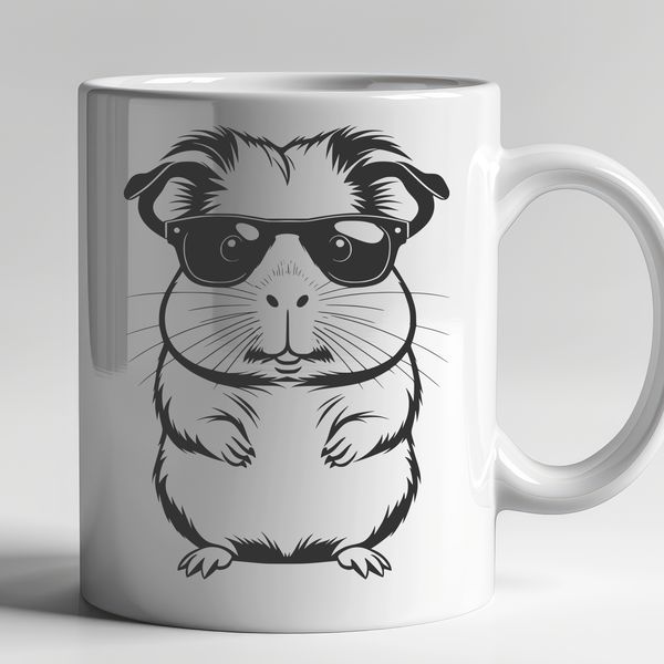 Cute Guinea Pig in Cool Shades A cartoon guinea pig wearing trendy sunglasses, suitable for digital craft projects.