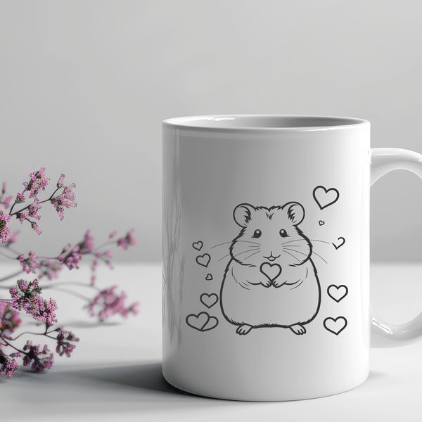 Heartful Hamster SVG Design A small, cute hamster surrounded by heart symbols, suitable for personal or commercial projects.