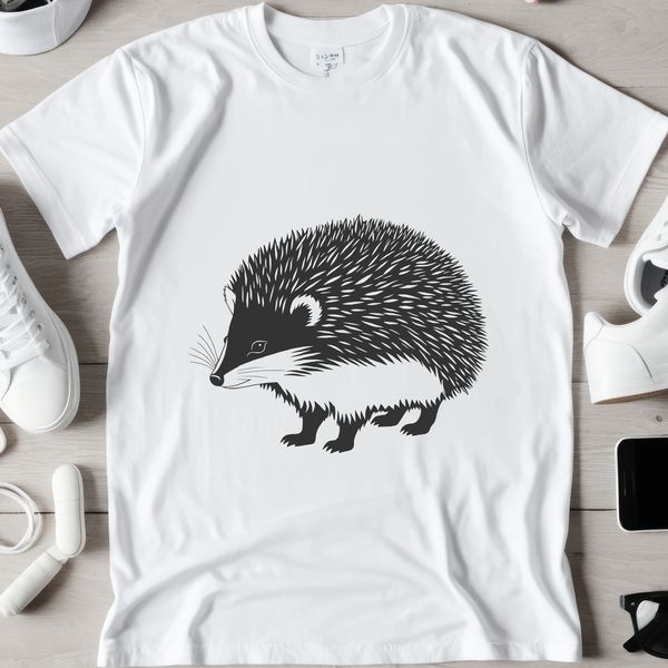 Quilled Cutie Clip Art Image A detailed illustration of a hedgehog with sharp quills, suitable for vector art and cutting machine designs.
