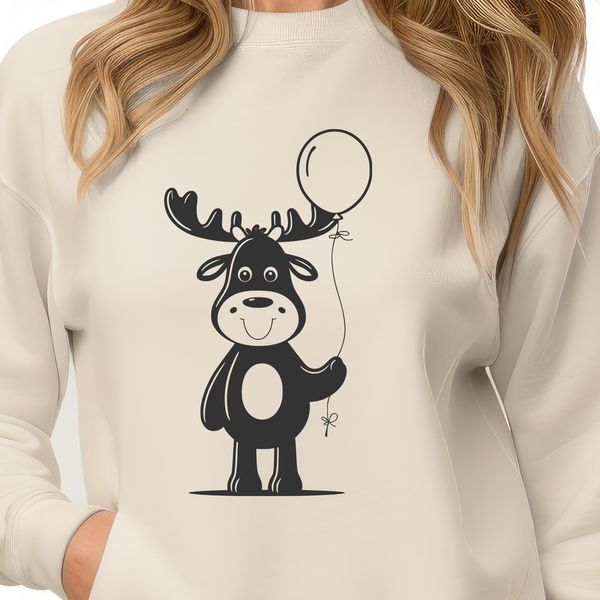 Wild Antlered Beast Illustration An isolated drawing of a large wild animal with antlers, designed for use in various digital design projects.