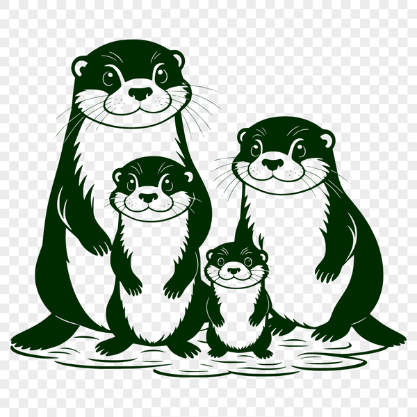 A close-up illustration of a river otter's face, showcasing its distinctive features.