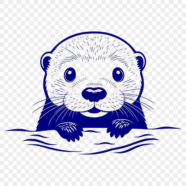 Whimsical Otter Face Vector Illustration Close-up illustration of a peeking otter's face in vector format
