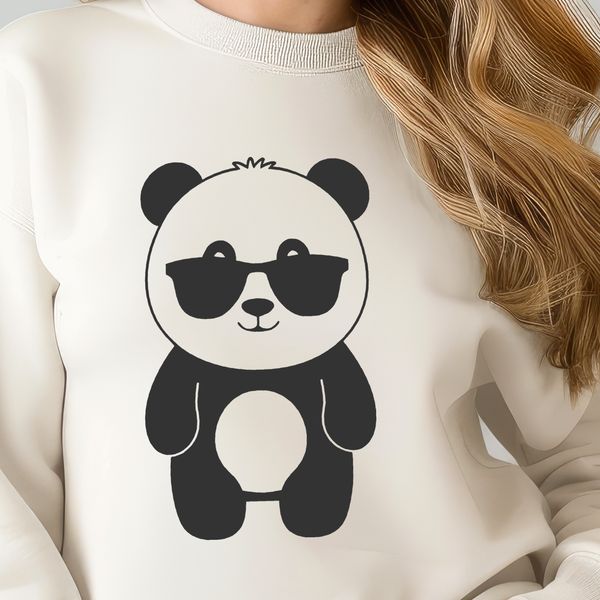 Vector Panda Wearing Cool Glasses A cartoon panda wearing sunglasses, a vector illustration suitable for graphic design projects.