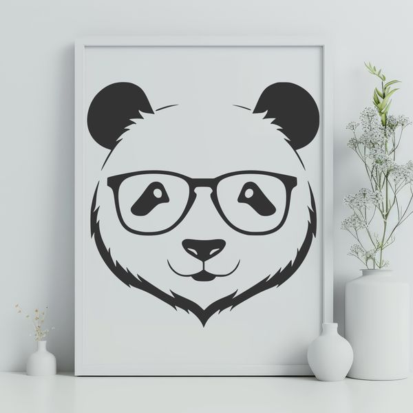 Cute Panda in Glasses A cute cartoon panda wearing glasses in a vector format.