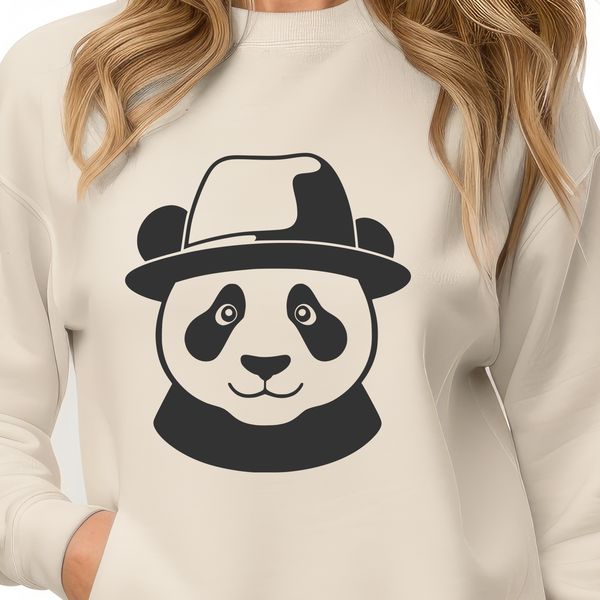 Panda in a Charming Hat A digital illustration of a panda wearing a hat, suitable for vector design and commercial use.