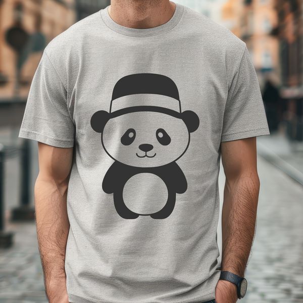 Simple Vector Illustration of a Panda A panda wearing a hat, illustrated in simple vector graphics.