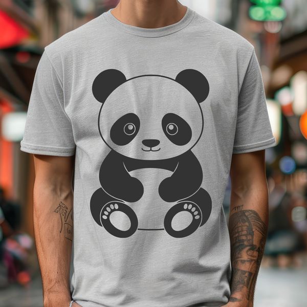 Wild Panda Portrait A close-up illustration of a wild panda's face, suitable for digital cutting and crafting.