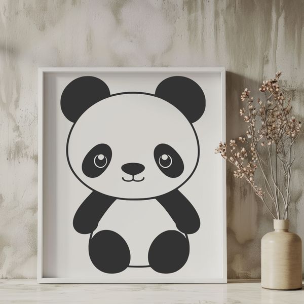 Beautiful Asian Animal SVG Clipart An SVG vector art design featuring a black and white panda animal.