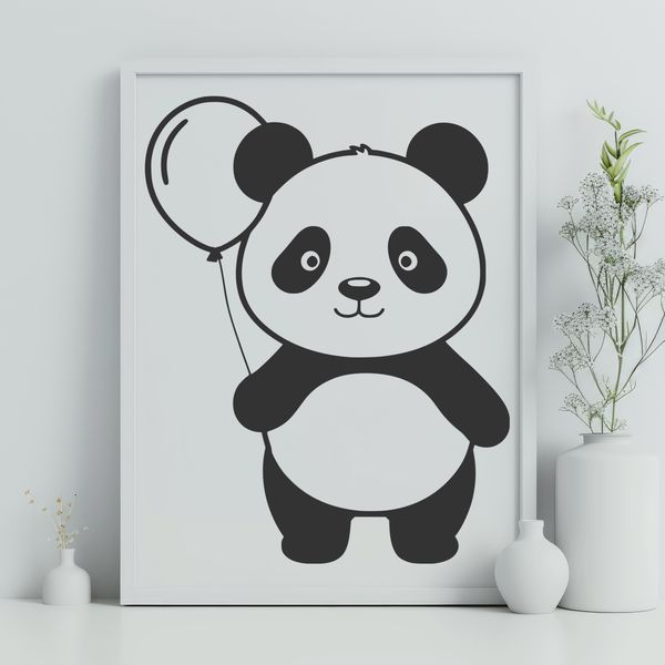 Wild Panda in Nature Scene Close-up illustration of a wild panda animal in a serene natural environment.