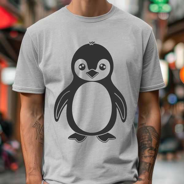 Vector Art of a Single Penguin Standing A single penguin standing on the ice, designed as vector art for easy editing.