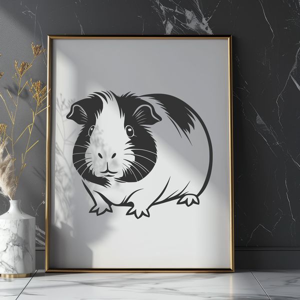 Illustration of a guinea pig as clip art, suitable for digital design and cutting machines.