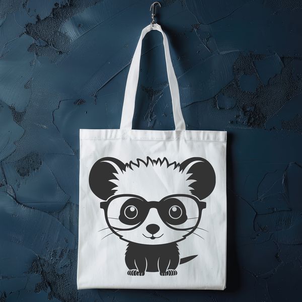 A cartoon-style illustration of a possum wearing glasses, suitable for use in digital projects.