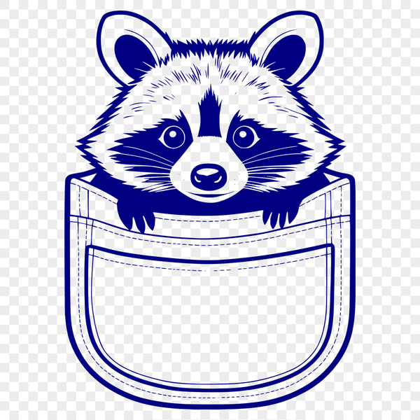 Raccoon Peeking from Behind a Pocket A vector illustration of a curious raccoon peeking out from behind a pocket.