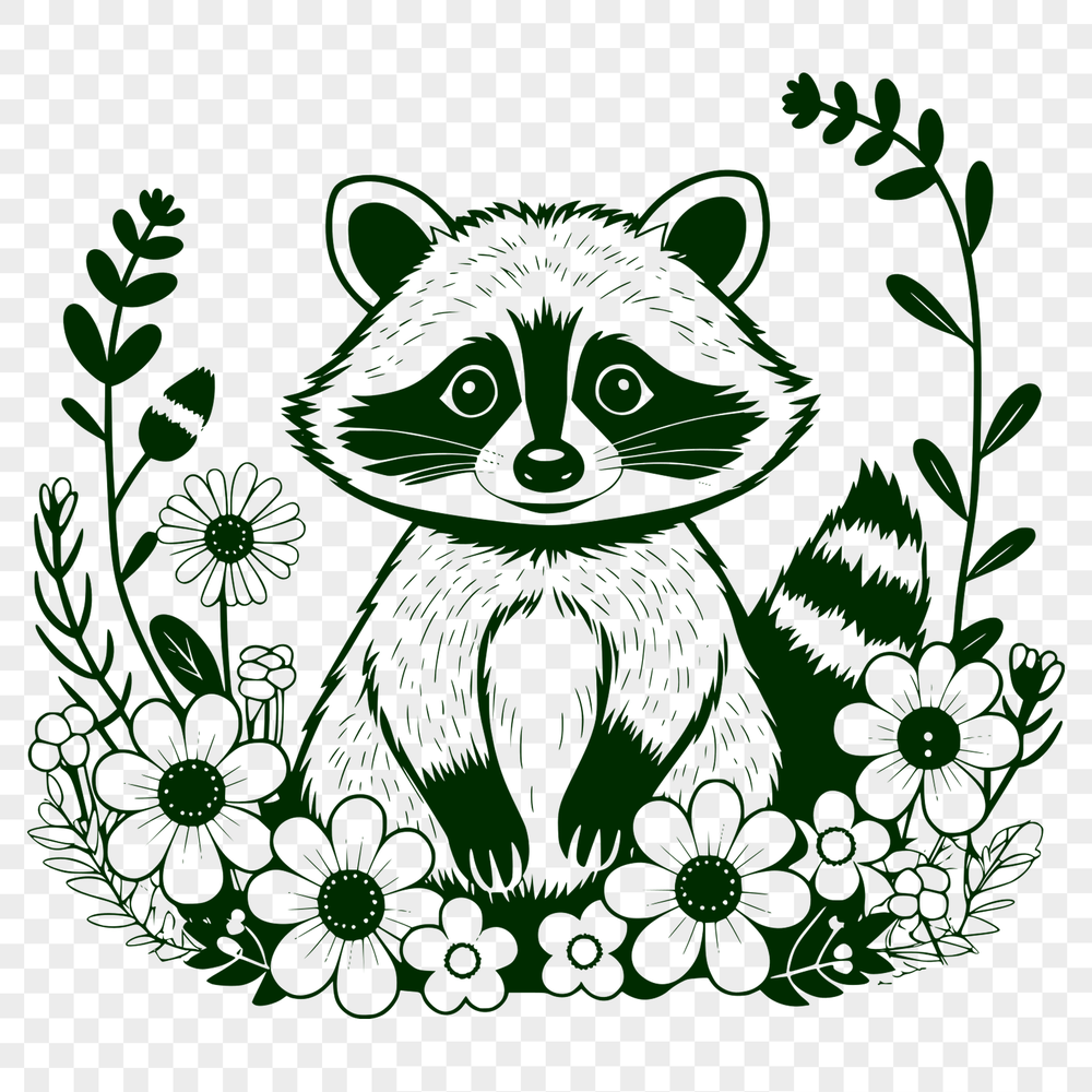 Free SVG Racoon Clipart Design for Digital Use A raccoon illustration created as vector art for digital use.